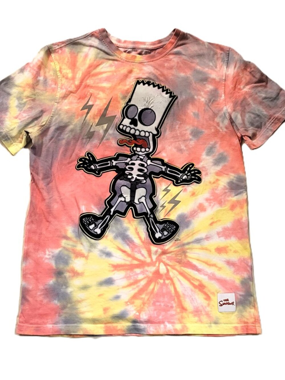 The Simpsons Bart Simpson Shirt Kids Youth Large Tie Dye Skeleton Halloween L